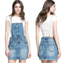 2016 mujeres de moda Mini Short Denim Braces Falda